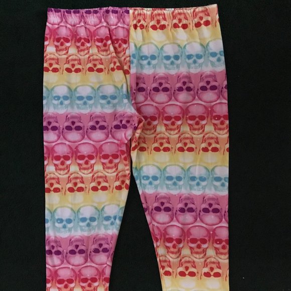 Day of The Dead Sugar Skull Capri Leggings Junior Size XL, 2X - Picture 4 of 4